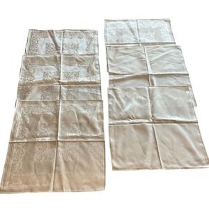 Kureha Set of 6 Ivory Jacquard Damask Placemats Made in Japan